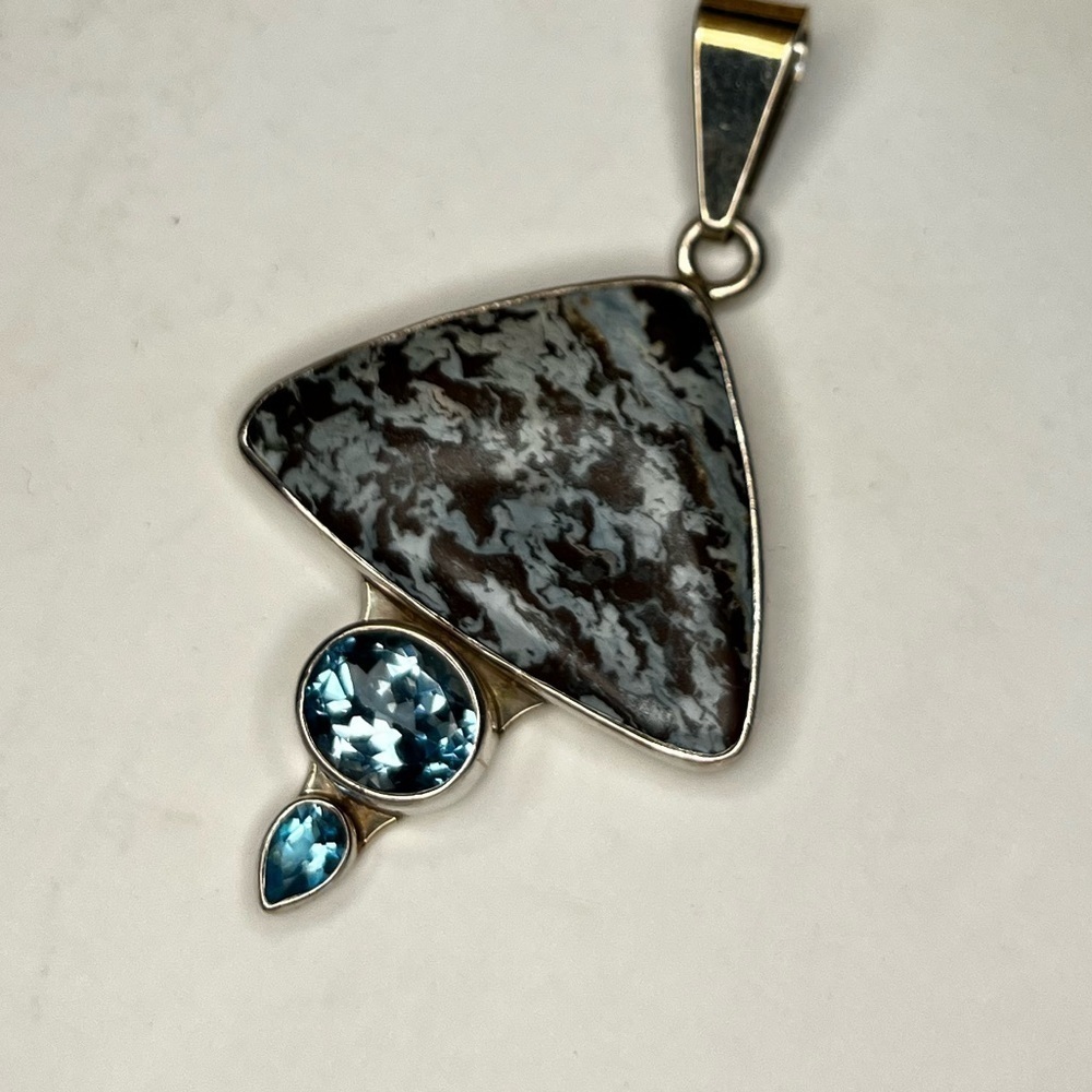 Charles Albert sterling silver Jasper blue topaz pendant